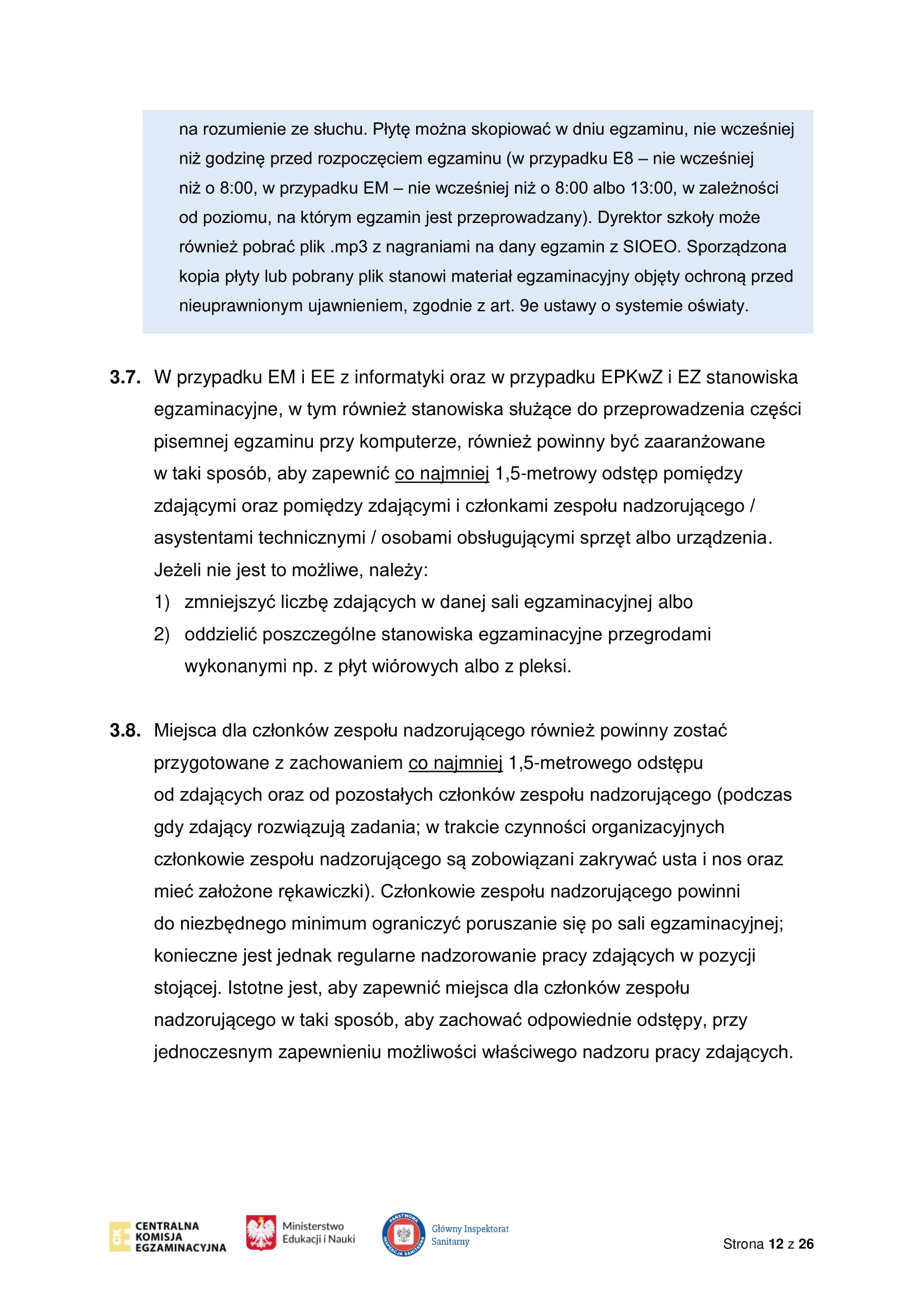 Wytyczne CKE MEiN i GIS dotyczące organizowania i przeprowadzania egzaminów w 2021 r 12