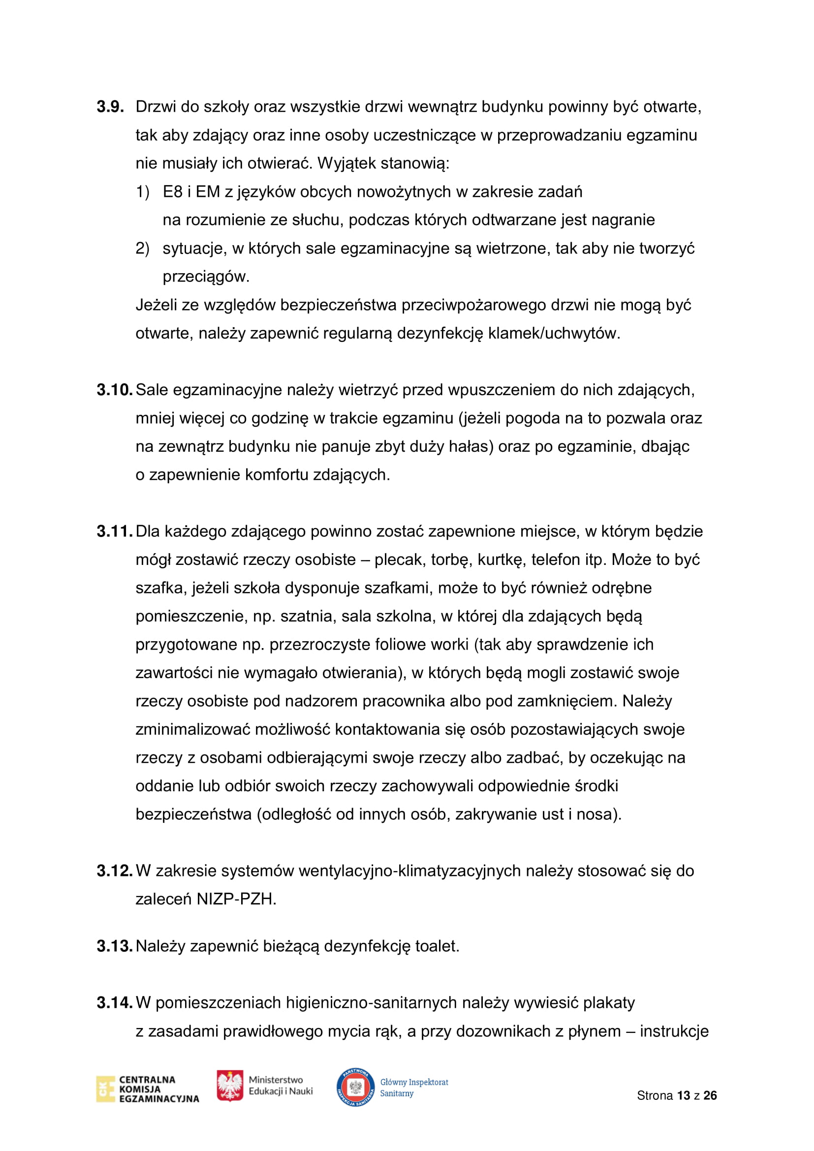 Wytyczne CKE MEiN i GIS dotyczące organizowania i przeprowadzania egzaminów w 2021 r 13