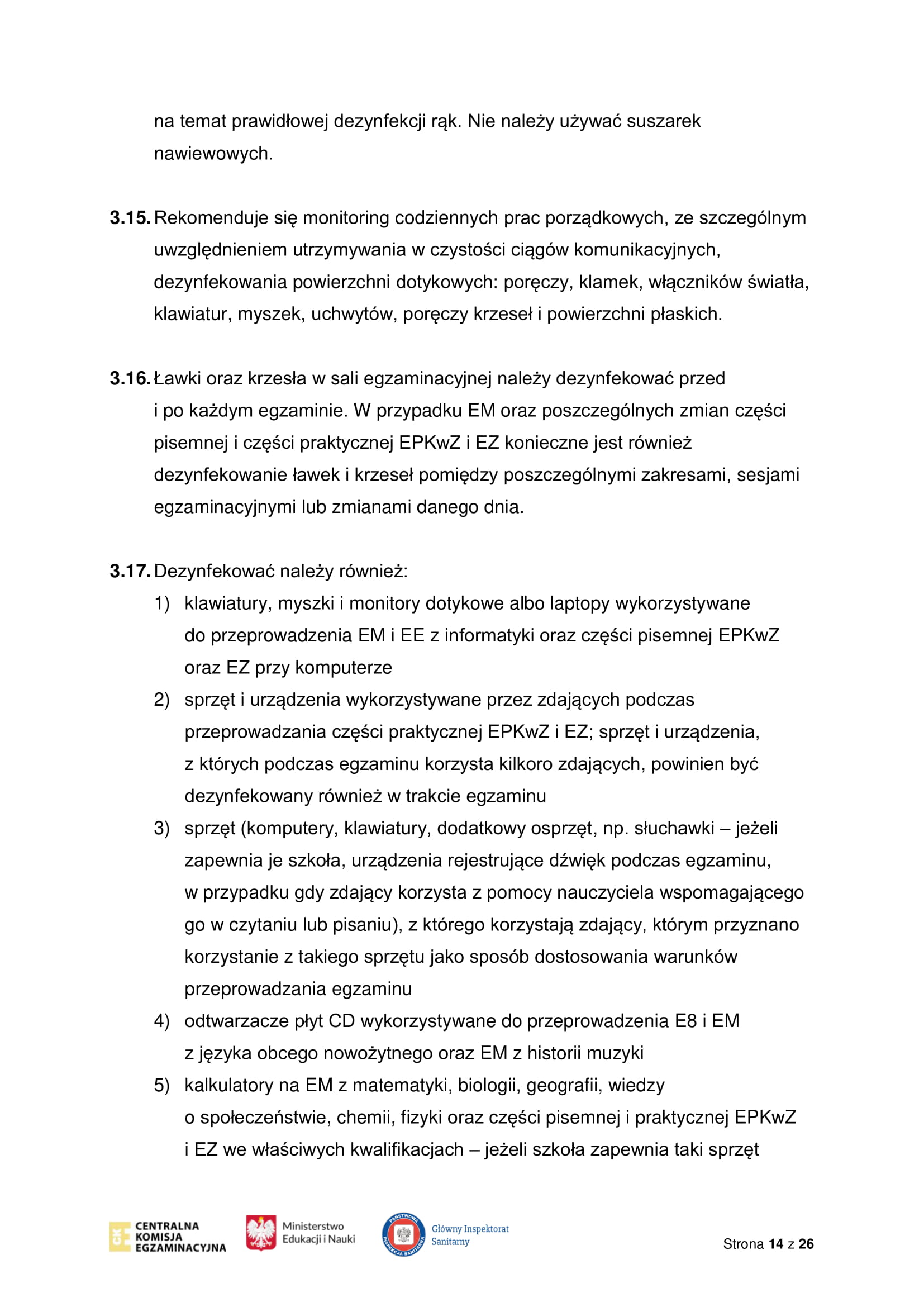 Wytyczne CKE MEiN i GIS dotyczące organizowania i przeprowadzania egzaminów w 2021 r 14