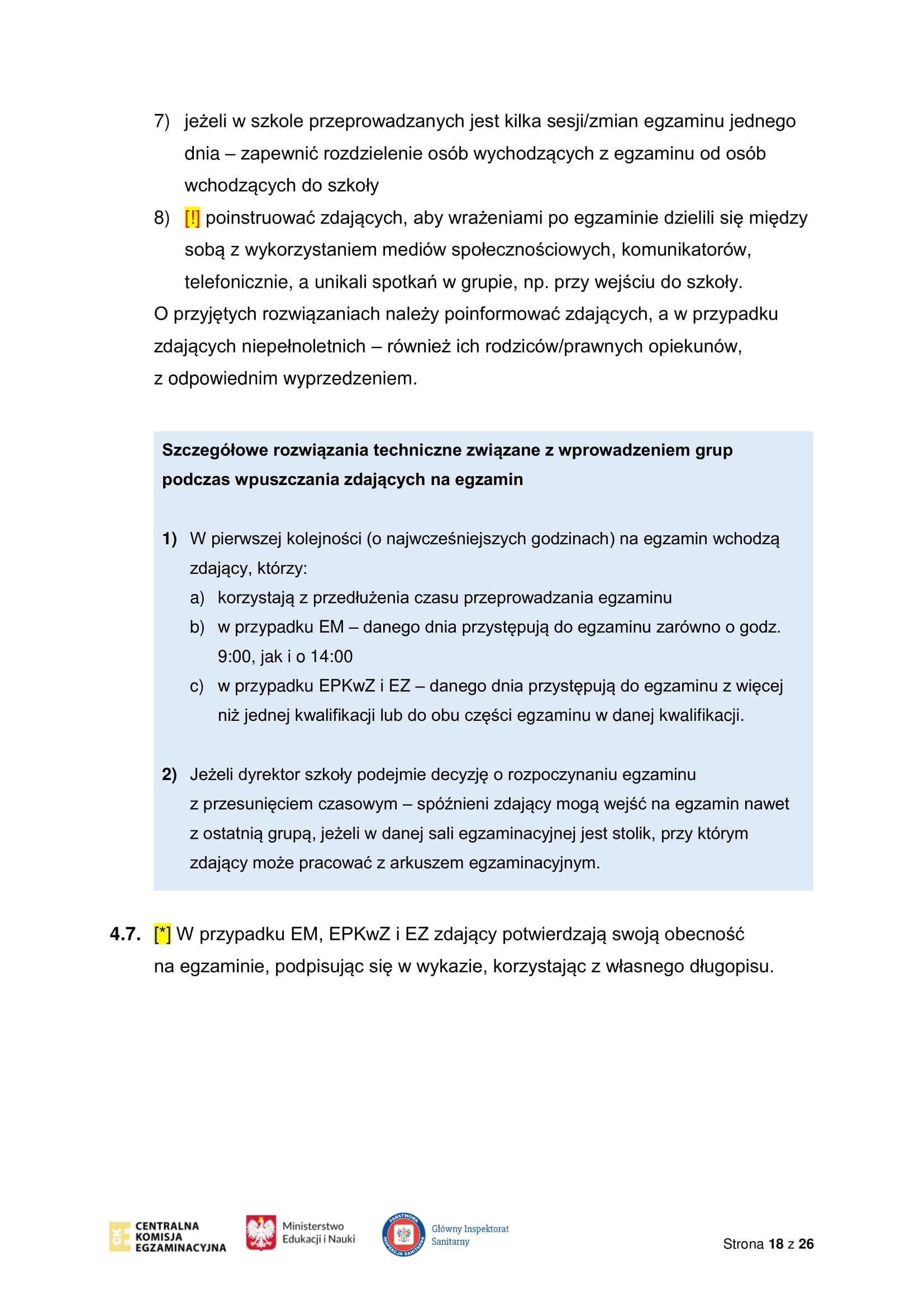 Wytyczne CKE MEiN i GIS dotyczące organizowania i przeprowadzania egzaminów w 2021 r 18