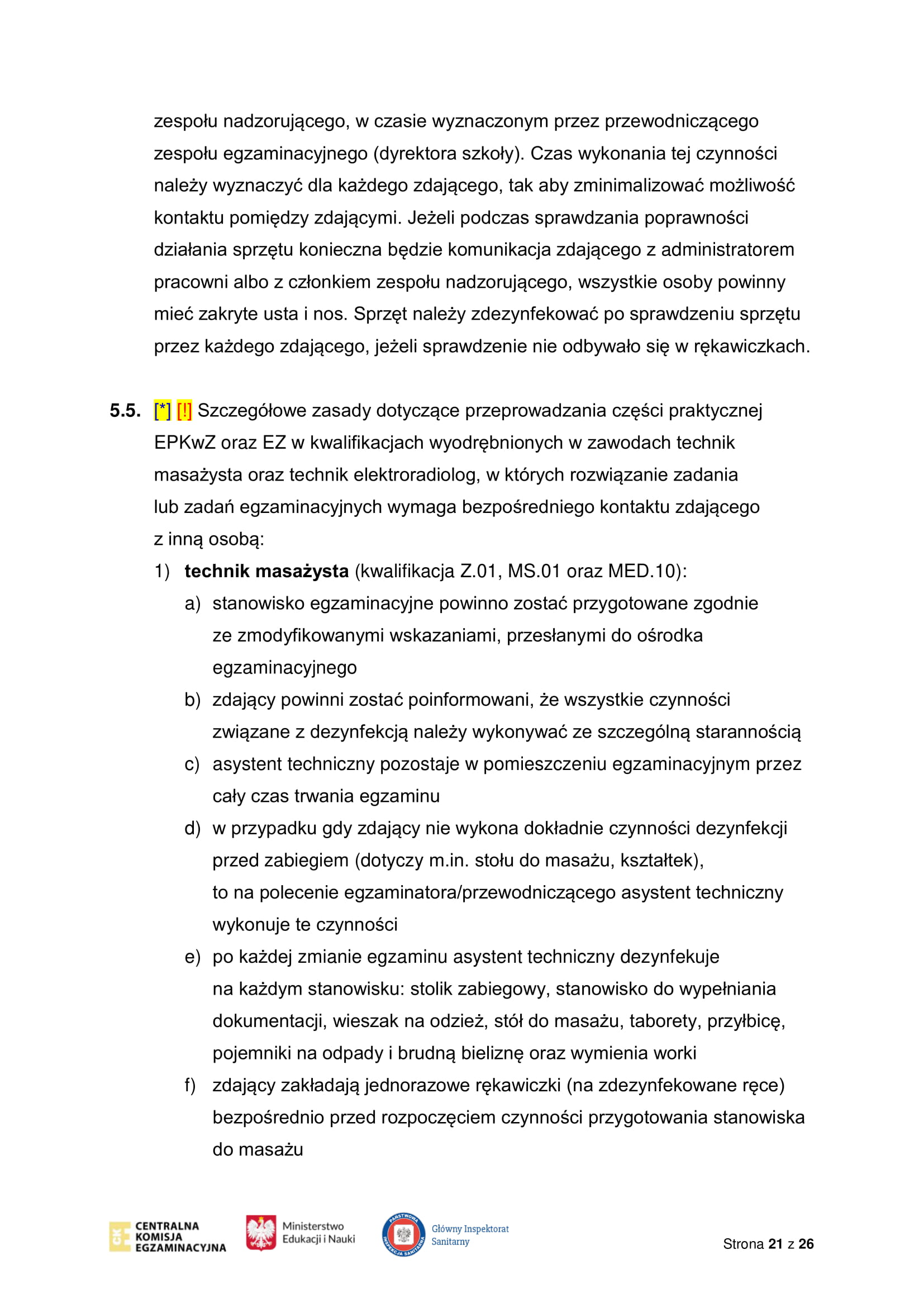 Wytyczne CKE MEiN i GIS dotyczące organizowania i przeprowadzania egzaminów w 2021 r 21