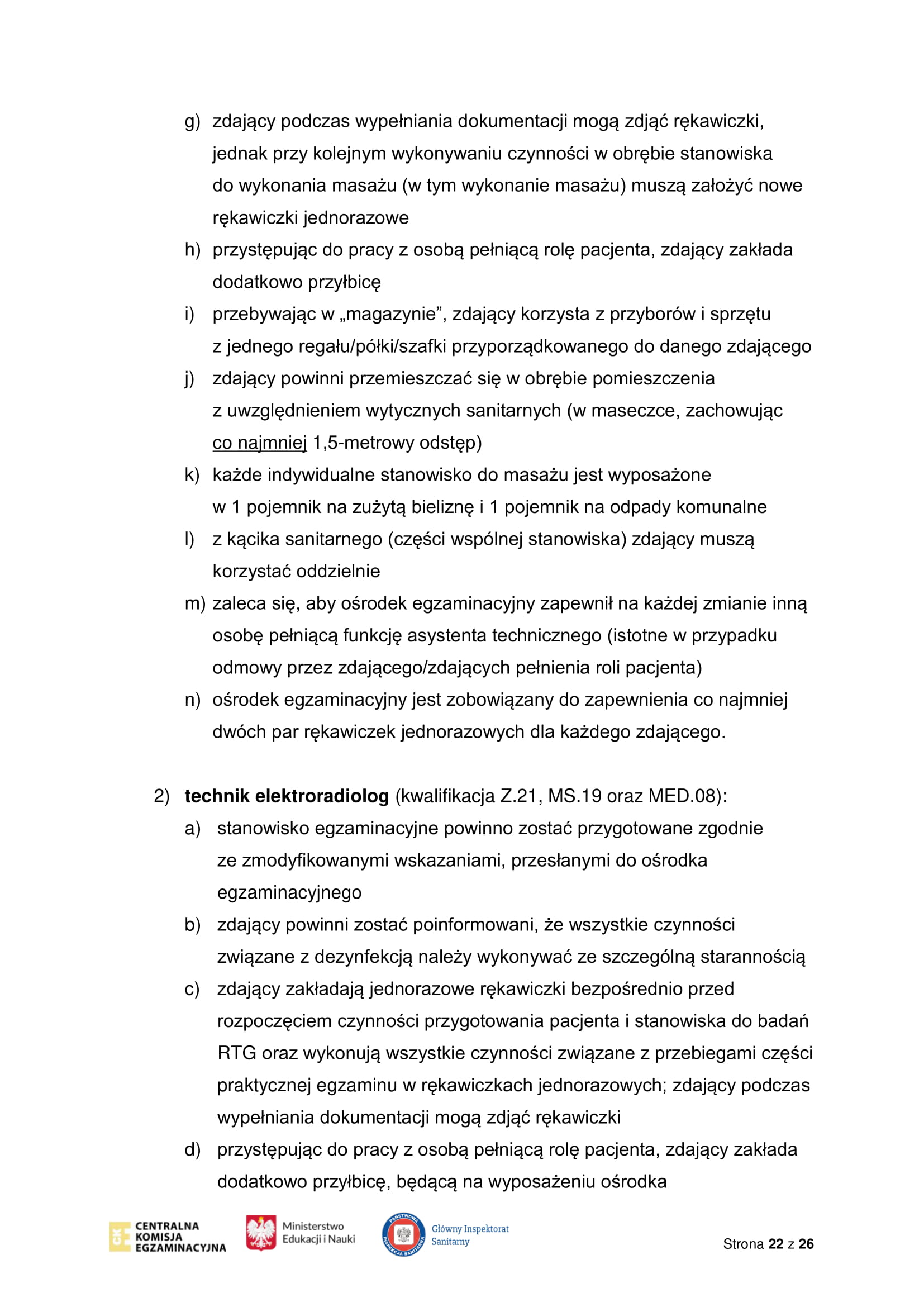 Wytyczne CKE MEiN i GIS dotyczące organizowania i przeprowadzania egzaminów w 2021 r 22
