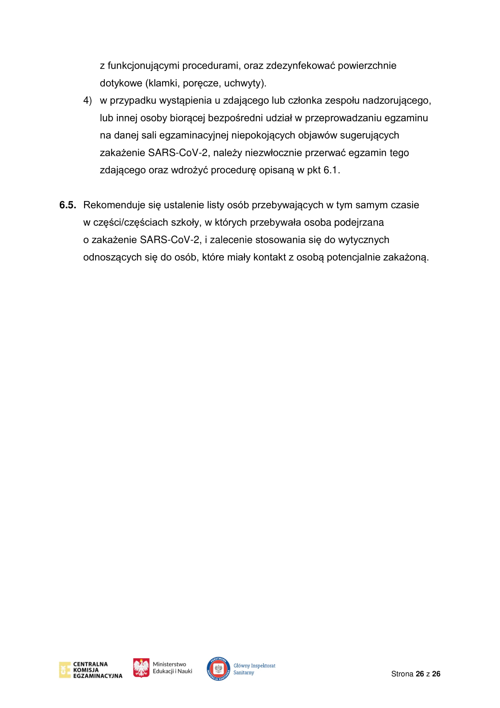 Wytyczne CKE MEiN i GIS dotyczące organizowania i przeprowadzania egzaminów w 2021 r 26