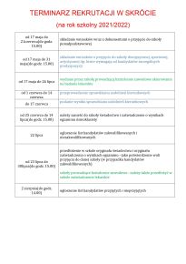 TERMINARZ REKRUTACJI W SKRÓCIE